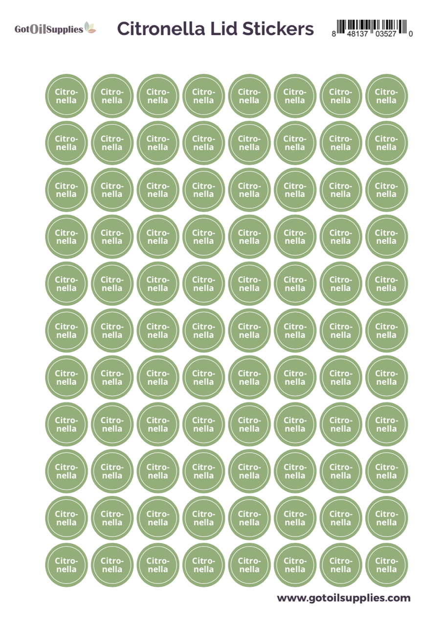 Citronella YL Essential Oil Lid Stickers