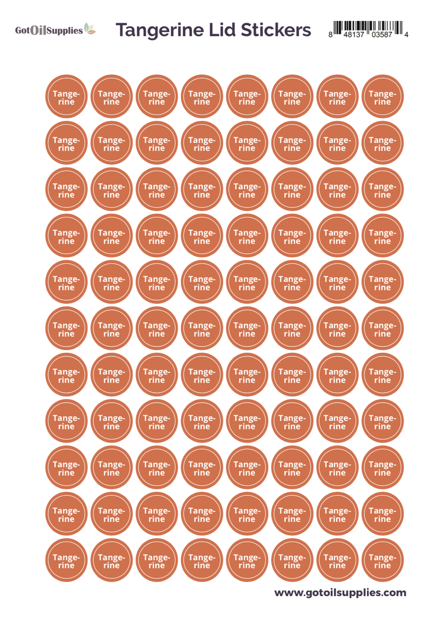 Tangerine YL Essential Oil Lid Stickers